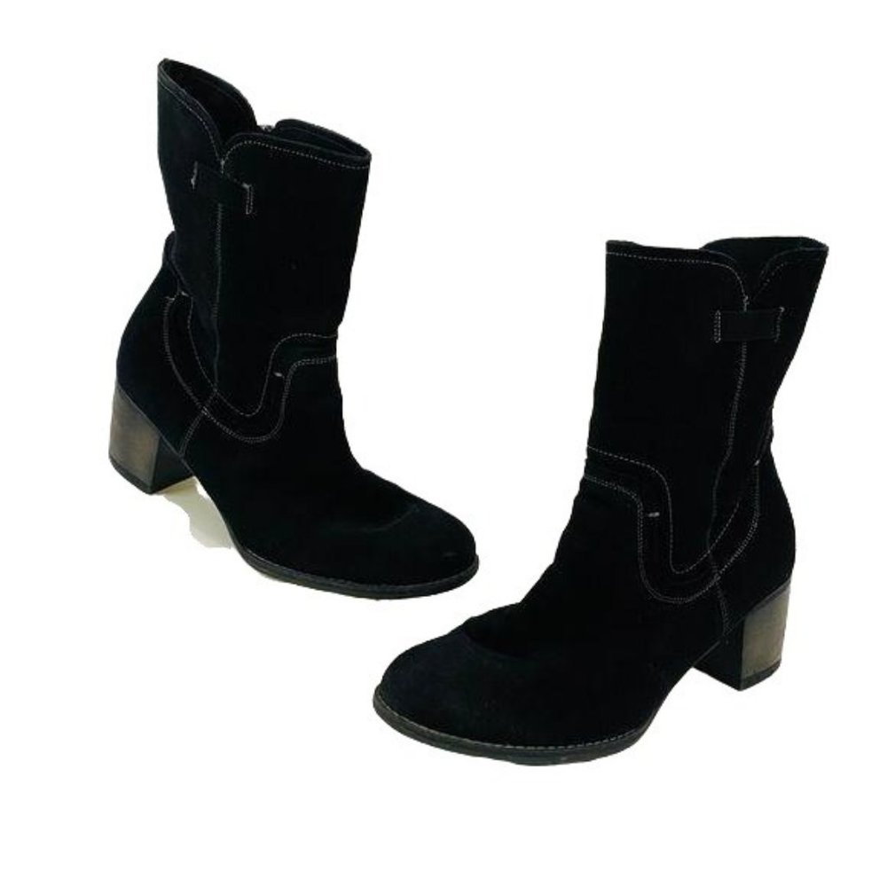 Fatte A Mano Black Suede Leather Boots Zipper Womens 41